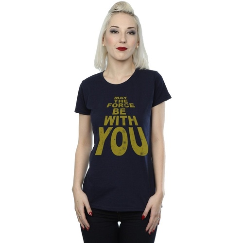 Vêtements Femme T-shirts manches longues Disney May The Force Be With You Bleu