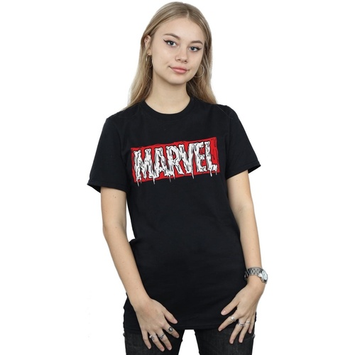 Vêtements Femme T-shirts manches longues Marvel Drip Logo Noir