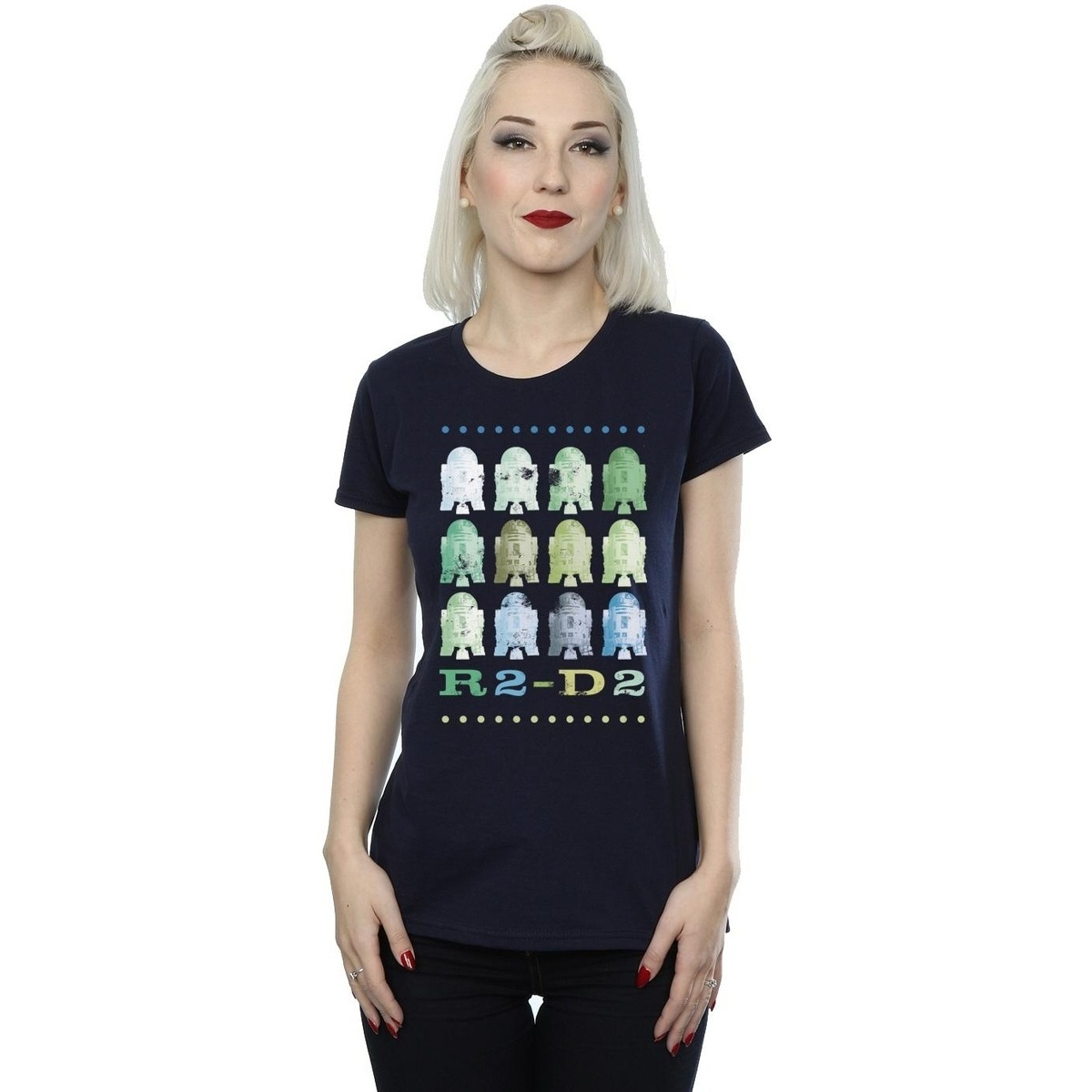 Vêtements Femme T-shirts key-chains manches longues Disney Green R2-D2 Bleu
