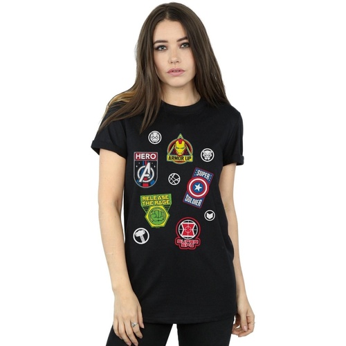 Vêtements Femme T-shirts manches longues Marvel Avengers Hero Badges Noir