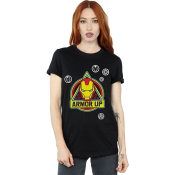 Vêtements Femme T-shirts manches longues Marvel Iron Man Armor Up Badge Noir