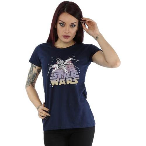 Vêtements Femme T-shirts manches longues Disney X-Wing Starfighter Bleu