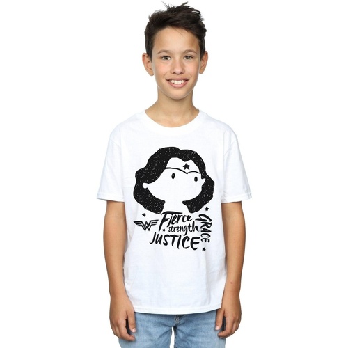 Vêtements Garçon T-shirts manches courtes Dc Comics Wonder Woman Fierce Sketch Blanc