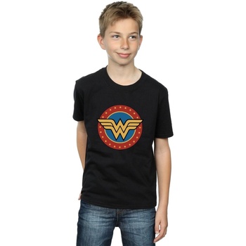 Vêtements Garçon T-shirts manches courtes Dc Comics Wonder Woman Circle Logo Noir