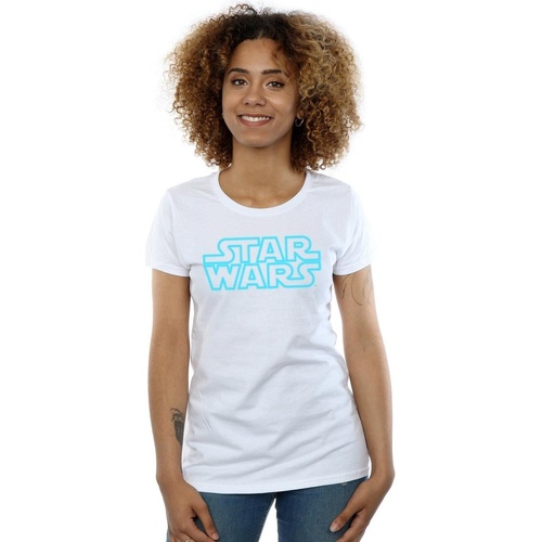Vêtements Femme T-shirts manches longues Disney Neon Sign Logo Blanc