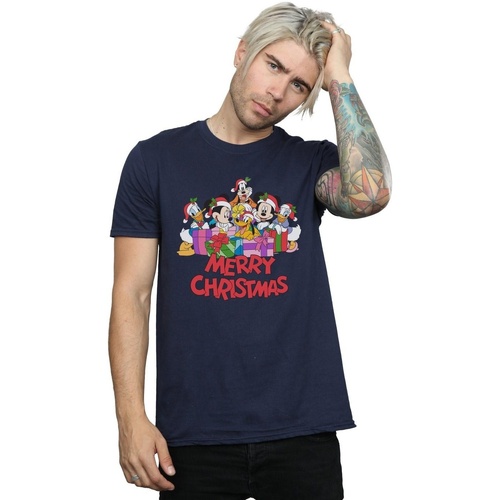 Vêtements Homme T-shirts manches longues Disney Mickey Mouse And Friends Christmas Bleu