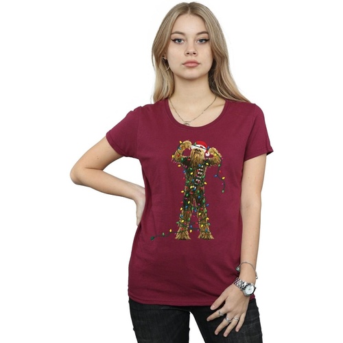 Vêtements Femme T-shirts manches longues Disney Chewbacca Christmas Lights Multicolore