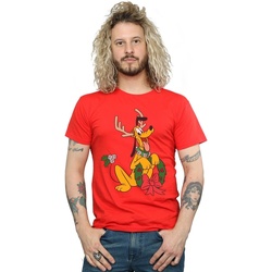 Vêtements Homme T-shirts manches longues Disney Pluto Christmas Reindeer Rouge