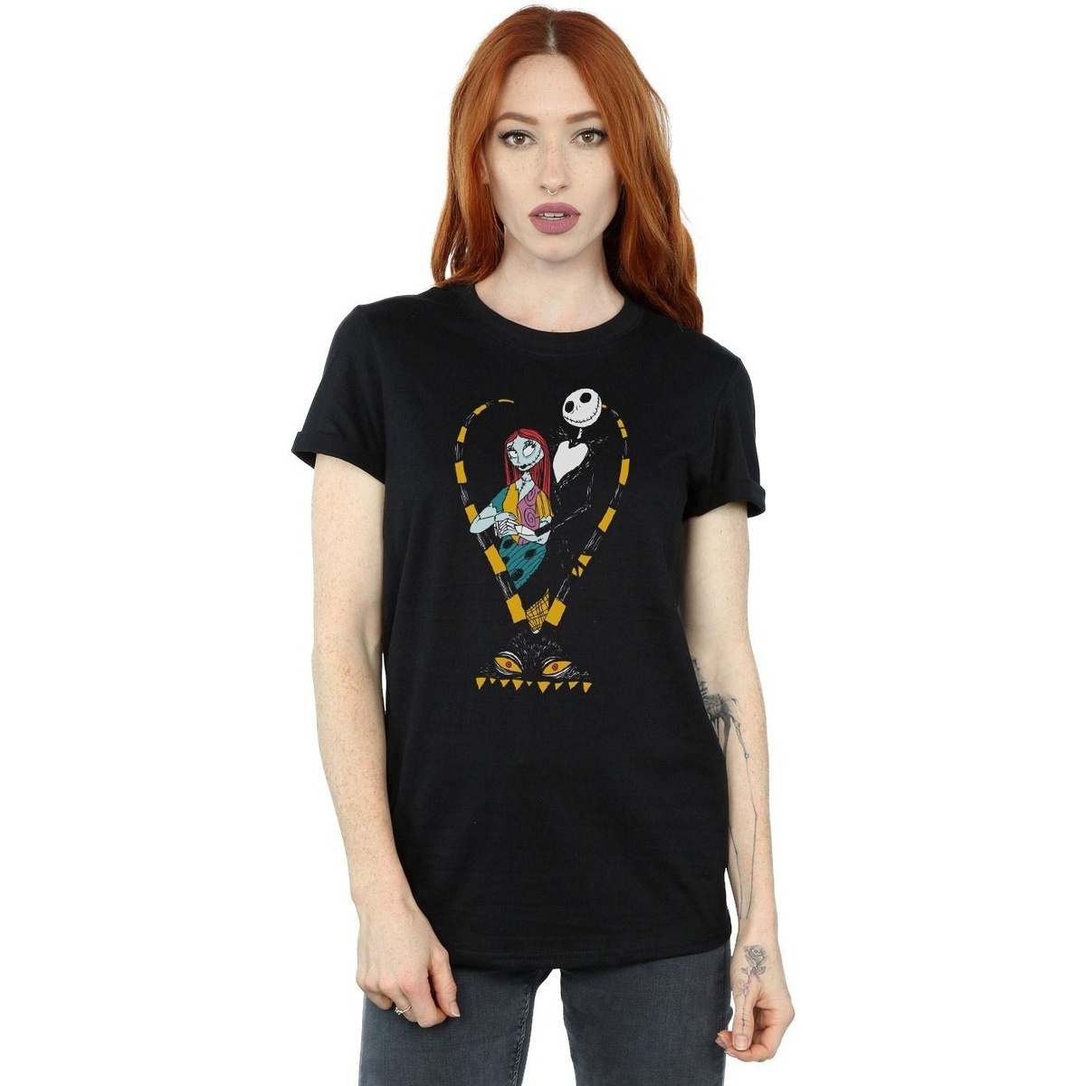 Vêtements Femme T-shirts manches longues Disney Nightmare Before Christmas Jack And Sally Love Noir