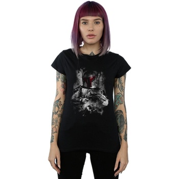 Vêtements Femme T-shirts manches longues Disney Boba Fett Distressed Noir