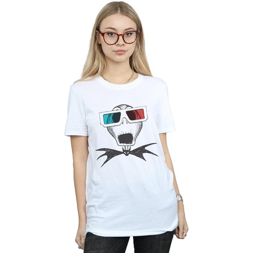 Vêtements Femme T-shirts manches longues Disney Nightmare Before Christmas Jack Skellington 3D Glasses Blanc