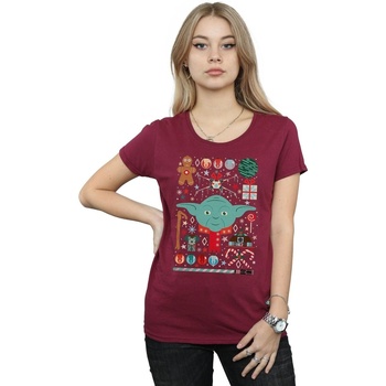 Vêtements Femme T-shirts manches longues Disney Yoda Christmas Multicolore