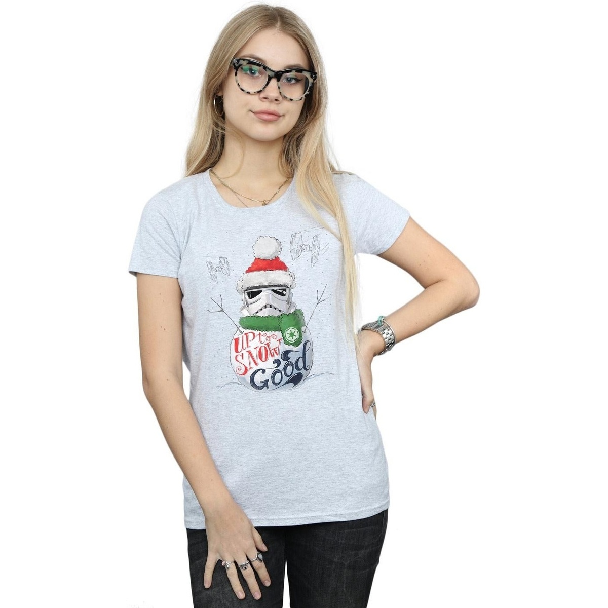 Vêtements Femme T-shirts manches longues Disney Stormtrooper Up To Snow Good Gris