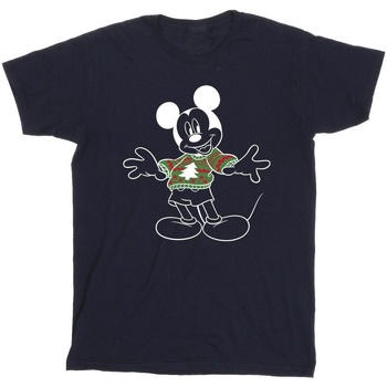 Vêtements Homme T-shirts manches longues Disney Mickey Mouse Xmas Jumper Bleu
