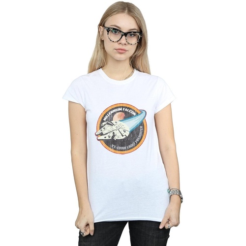 Vêtements Femme T-shirts manches longues Disney Millennium Falcon Badge Blanc