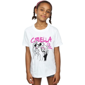 Vêtements Fille T-shirts manches longues Disney Cruella De Vil Collared Blanc