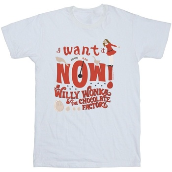 Vêtements Fille T-shirts manches longues Willy Wonka Verruca Salt I Want It Now Blanc