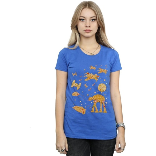Vêtements Femme T-shirts manches longues Disney Gingerbread Battle Bleu