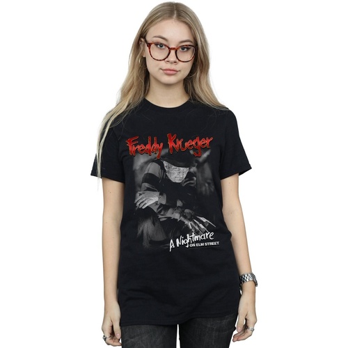Vêtements Femme T-shirts manches longues A Nightmare On Elm Street Freddy Black And White Photo Noir