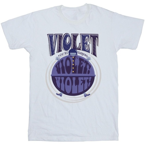 Vêtements Fille T-shirts manches longues Willy Wonka Violet Turning Violet Blanc