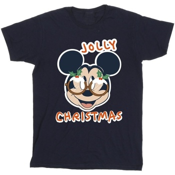 Vêtements Homme T-shirts manches longues Disney Mickey Mouse Jolly Christmas Glasses Bleu