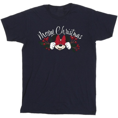 Vêtements Homme T-shirts manches longues Disney Minnie Mouse Christmas Holly Bleu