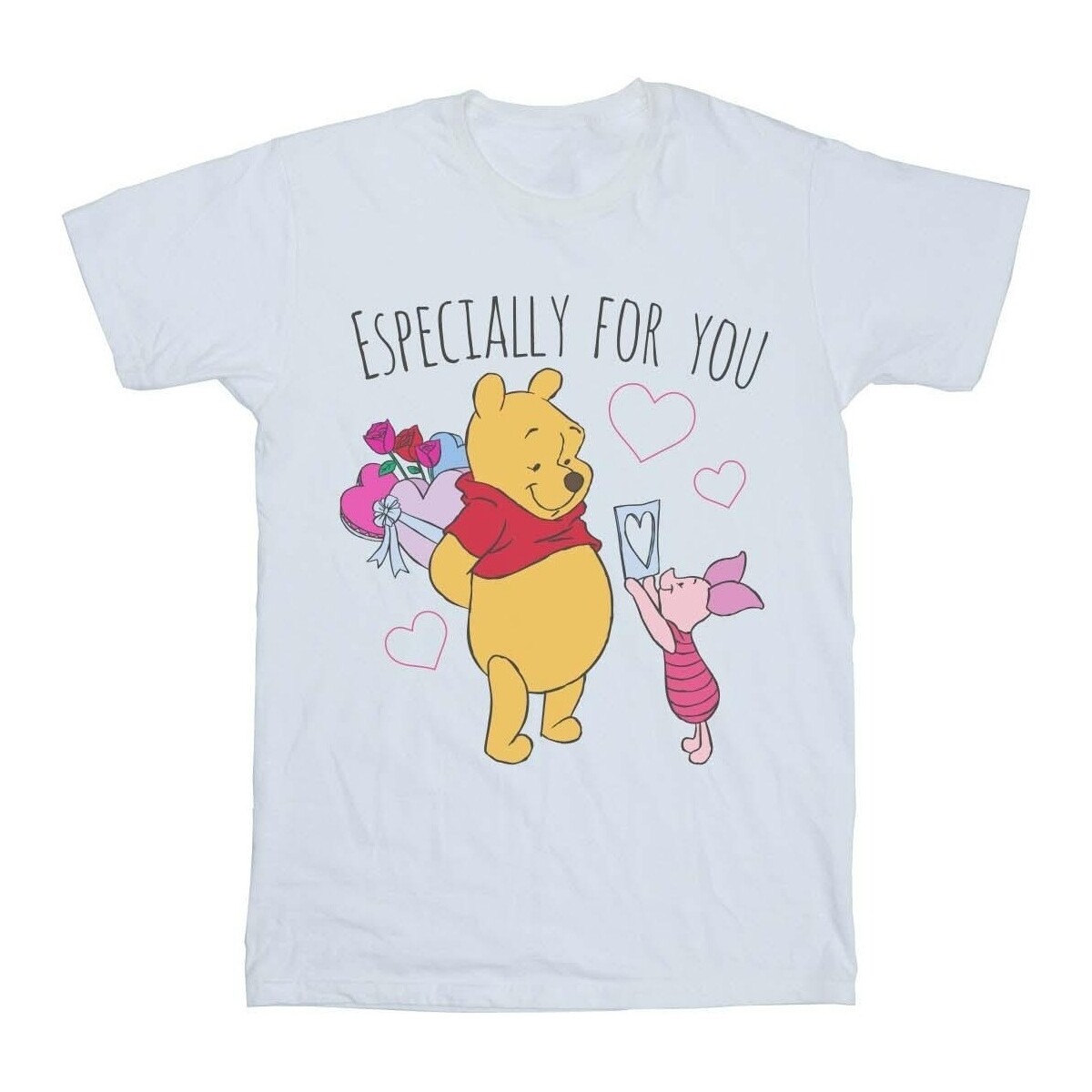 Vêtements Fille T-shirts manches longues Disney Winnie The Pooh Piglet Valentines Gift Blanc