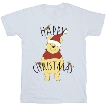 Vêtements Fille T-shirts manches longues Disney Winnie The Pooh Happy Christmas Holly Blanc