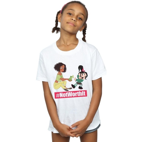 Vêtements Fille T-shirts manches longues Disney Wreck It Ralph Tiana And Vanellope Blanc