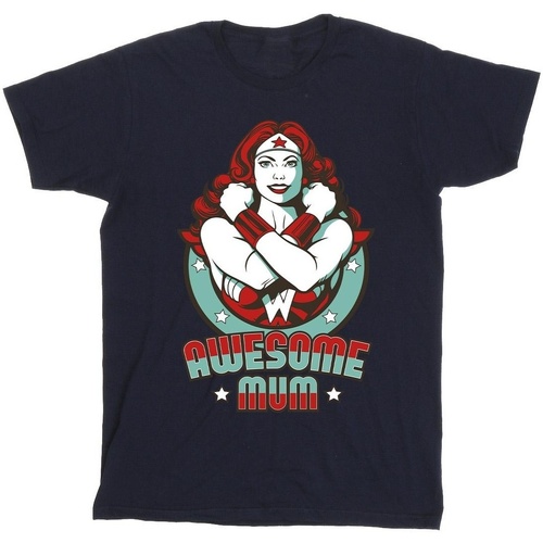 Vêtements Fille T-shirts manches longues Dc Comics Wonder Woman Wonderful Mum Bleu