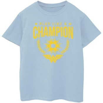 Vêtements Fille T-shirts manches longues Dc Comics Wonder Woman Play Like A Champion Bleu