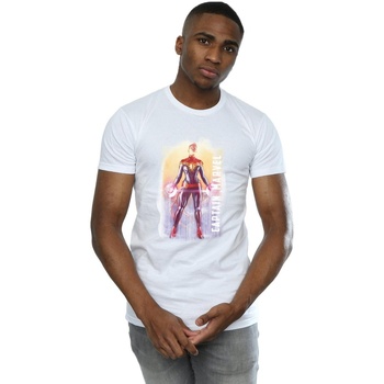 Vêtements Homme T-shirts manches longues Marvel Captain  Watercolour Blanc