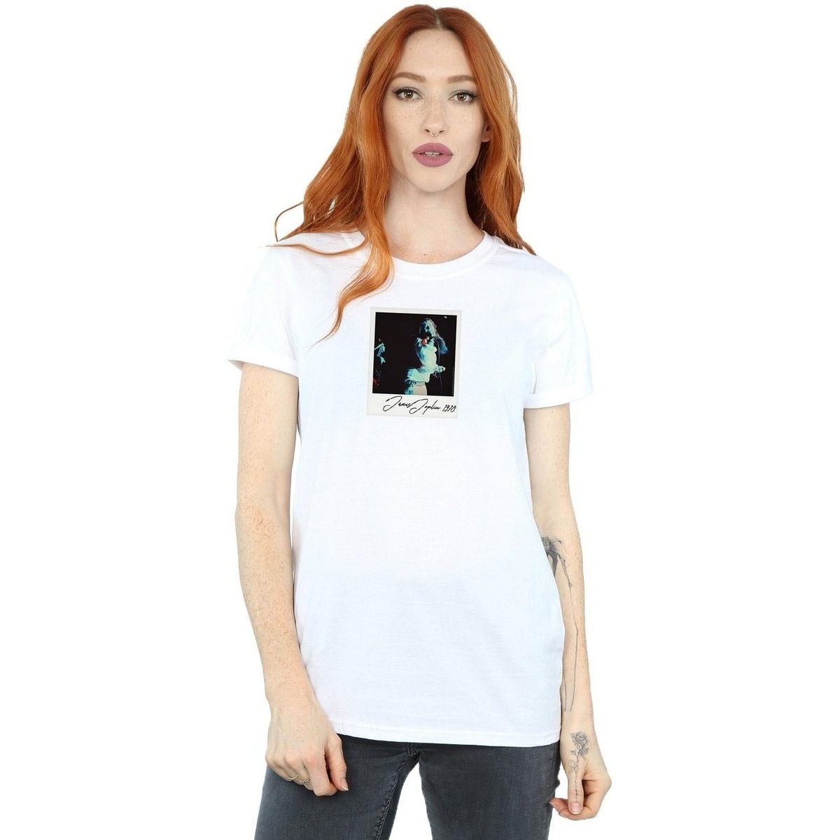 Vêtements Femme T-shirts manches longues Janis Joplin Memories 1970 Blanc