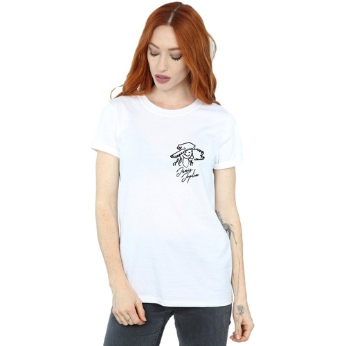 Vêtements Femme T-shirts manches longues Janis Joplin Outline Sketched Blanc