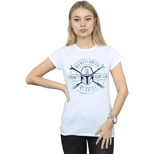 Vêtements Femme T-shirts manches longues Disney The Mandalorian Warrior Crest Blanc