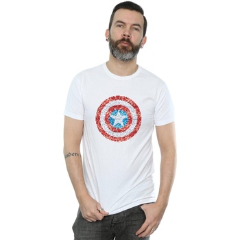 Vêtements Homme T-shirts manches longues Marvel Captain America Pixelated Shield Blanc