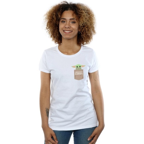 Vêtements Femme T-shirts manches longues Disney The Mandalorian The Child Cargo Pocket Blanc