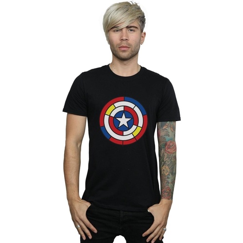 Vêtements Homme T-shirts manches longues Marvel Captain America Stained Glass Shield Noir