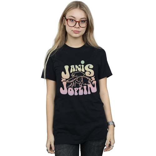 Vêtements Femme T-shirts manches longues Janis Joplin Pastel Logo Noir