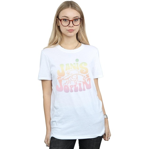 Vêtements Femme T-shirts manches longues Janis Joplin Pastel Logo Blanc