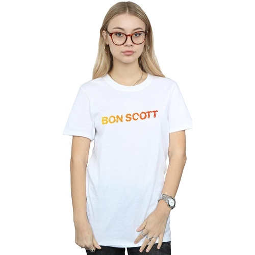 Vêtements Femme T-shirts manches longues Bon Scott Shattered Logo Blanc