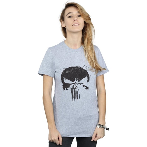 Vêtements Femme T-shirts manches longues Marvel The Punisher TV Skull Logo Gris
