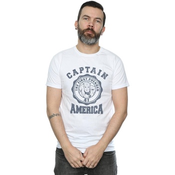 Vêtements Homme T-shirts manches longues Marvel Captain America Collegiate Blanc