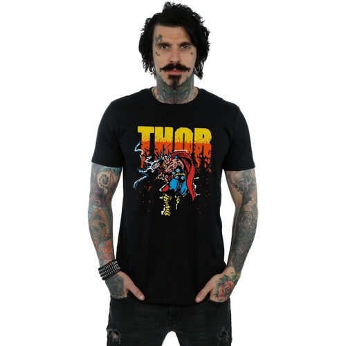 Vêtements Homme T-shirts manches longues Marvel Thor Pixelated Noir