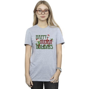 Vêtements Femme T-shirts manches longues Rick And Morty Happy Human Holidays Gris
