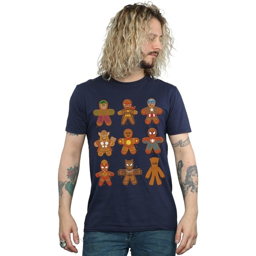 Vêtements Homme T-shirts manches longues Marvel Avengers Christmas Gingerbread Bleu