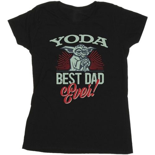 Vêtements Femme T-shirts manches longues Disney Mandalorian Yoda Dad Noir