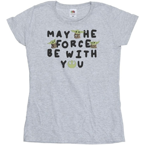 Vêtements Femme T-shirts manches longues Disney The Mandalorian Grogu May The Force Be With You Gris