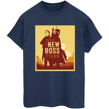 Vêtements Femme T-shirts manches longues Disney The Book Of Boba Fett New Boss Sun Silhouette Bleu