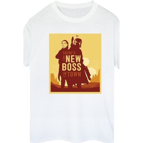 Vêtements Femme T-shirts manches longues Disney The Book Of Boba Fett New Boss Sun Silhouette Blanc